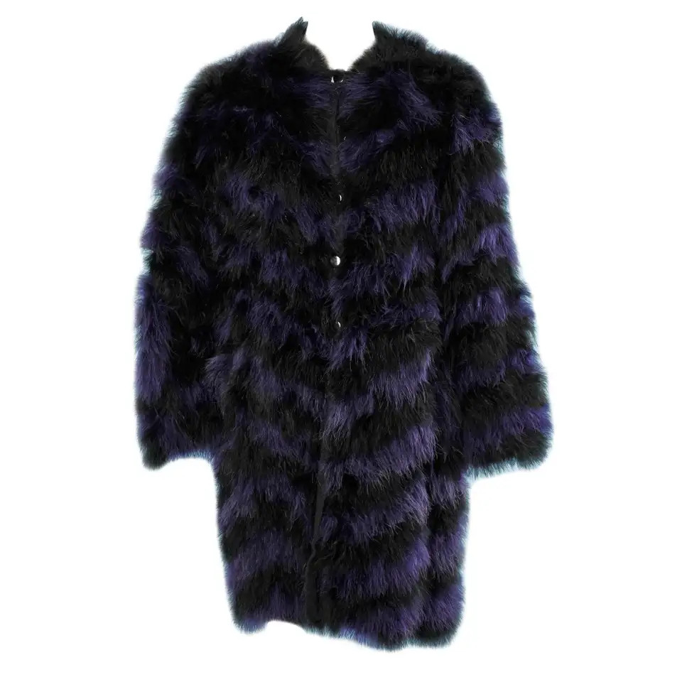 Black and purple feather coat Chantal Thomass | 1stDibs