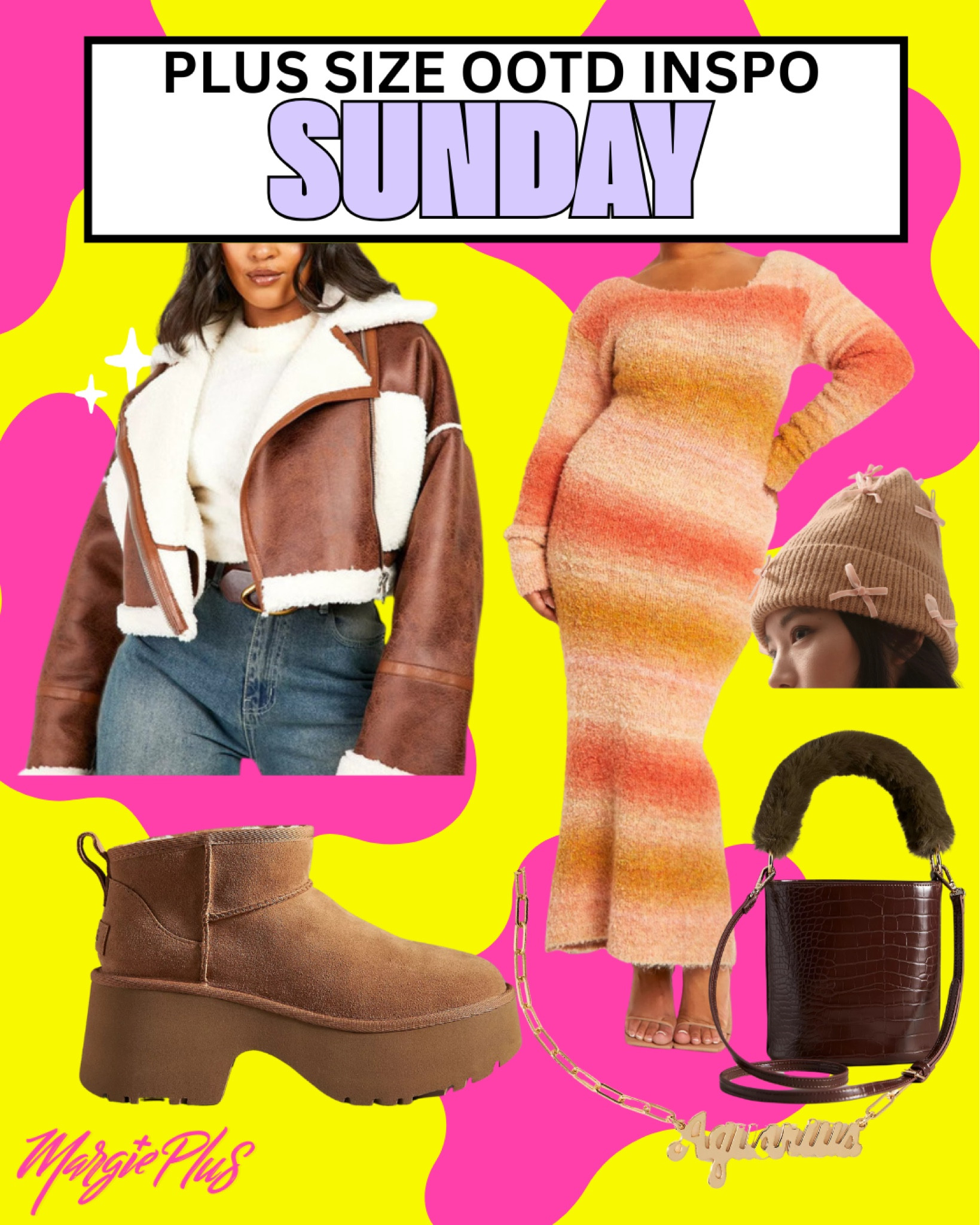 SUNDAY Plus Size Style Edit serving cozy and cute with this must have shearling jacket perfect for cold weather and new Ugg boots! Love a beanie with added bows , so cute for fall! 

#LTKHoliday #LTKStyleTip #LTKPlusSize