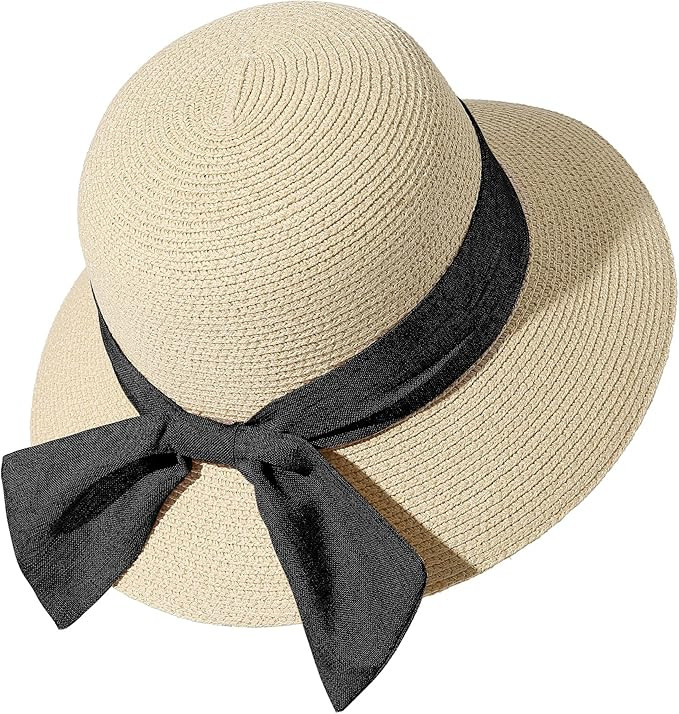 Lanzom Summer Sun Hats for Women Lady Wide Brim Straw Hat Beach Hat UPF Foldable Packable Cap for... | Amazon (US)
