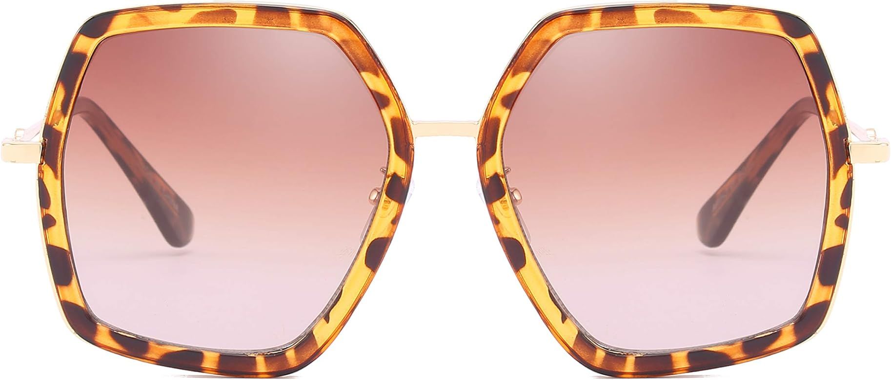 Oversized Fashion Square Sunglasses for Women Vintage Hexagon Brand Inspired Designer Shades | Amazon (US)