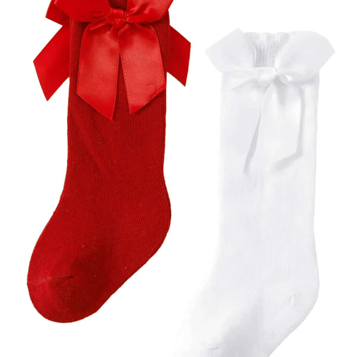 2-Pack Bow Socks, Red & White | SpearmintLOVE