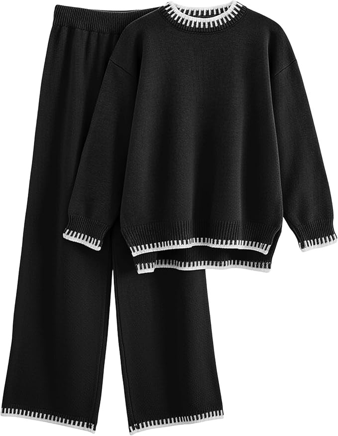 Women 2 Piece Sweater Set Causal Lounge Set 2025 Stylish Long Sleeve Outfits Knit Matching Lounge... | Amazon (US)