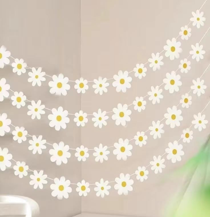 4 Packs Daisy Banner Garland Groovy Hippie Boho Birthday Decor Daisy Party Decoration Spring Flow... | Amazon (US)