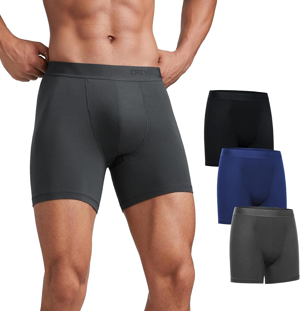 CRZ YOGA Ultra-Soft Modal Casual Boxer Briefs for Men 5" - Double Lined Underwear Moisture Wickin... | Amazon (US)