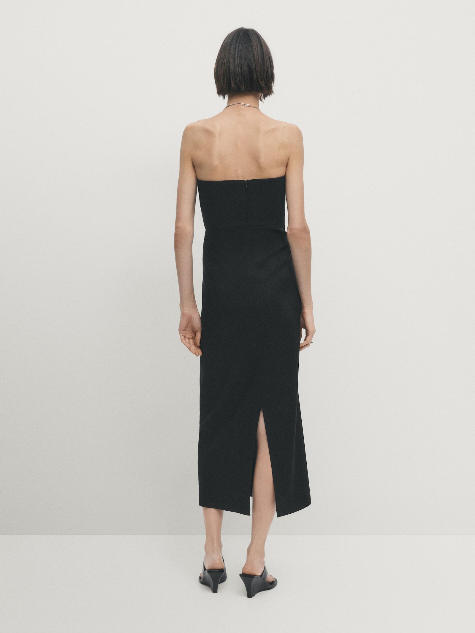 Linen blend strapless dress | Massimo Dutti (US)