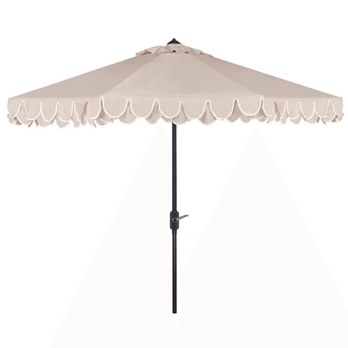 Beige and White Adjustable Outdoor Umbrella With Scalloped Trim | The Well Appointed House, LLC
