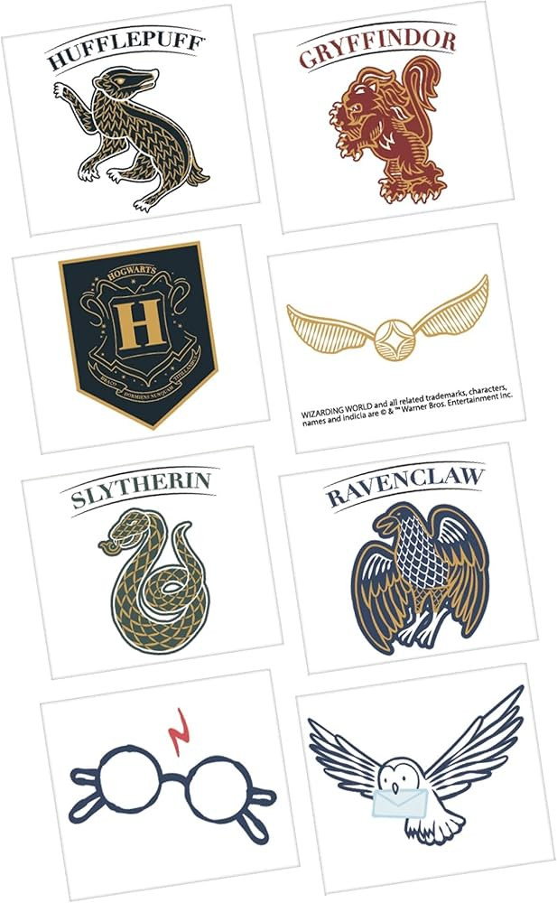 Harry Potter Hogwarts United Plastic Party Tattoos - 2" x 1.75" | Assorted Design | Pack of 24 | Amazon (US)