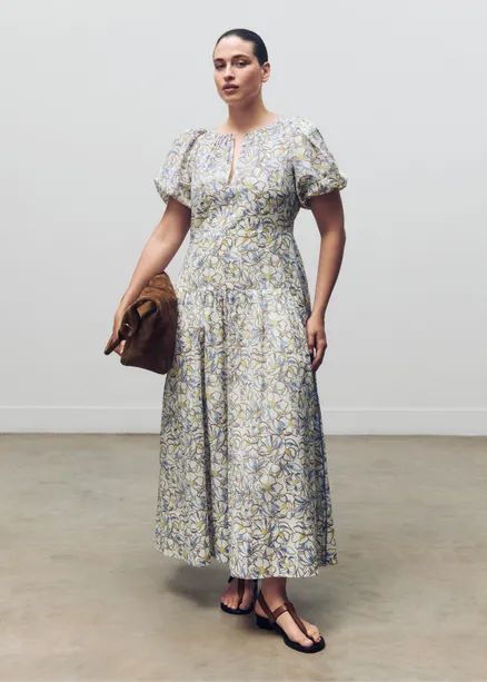 Cotton Voile Floral Print Maxi Dress | ME+EM US