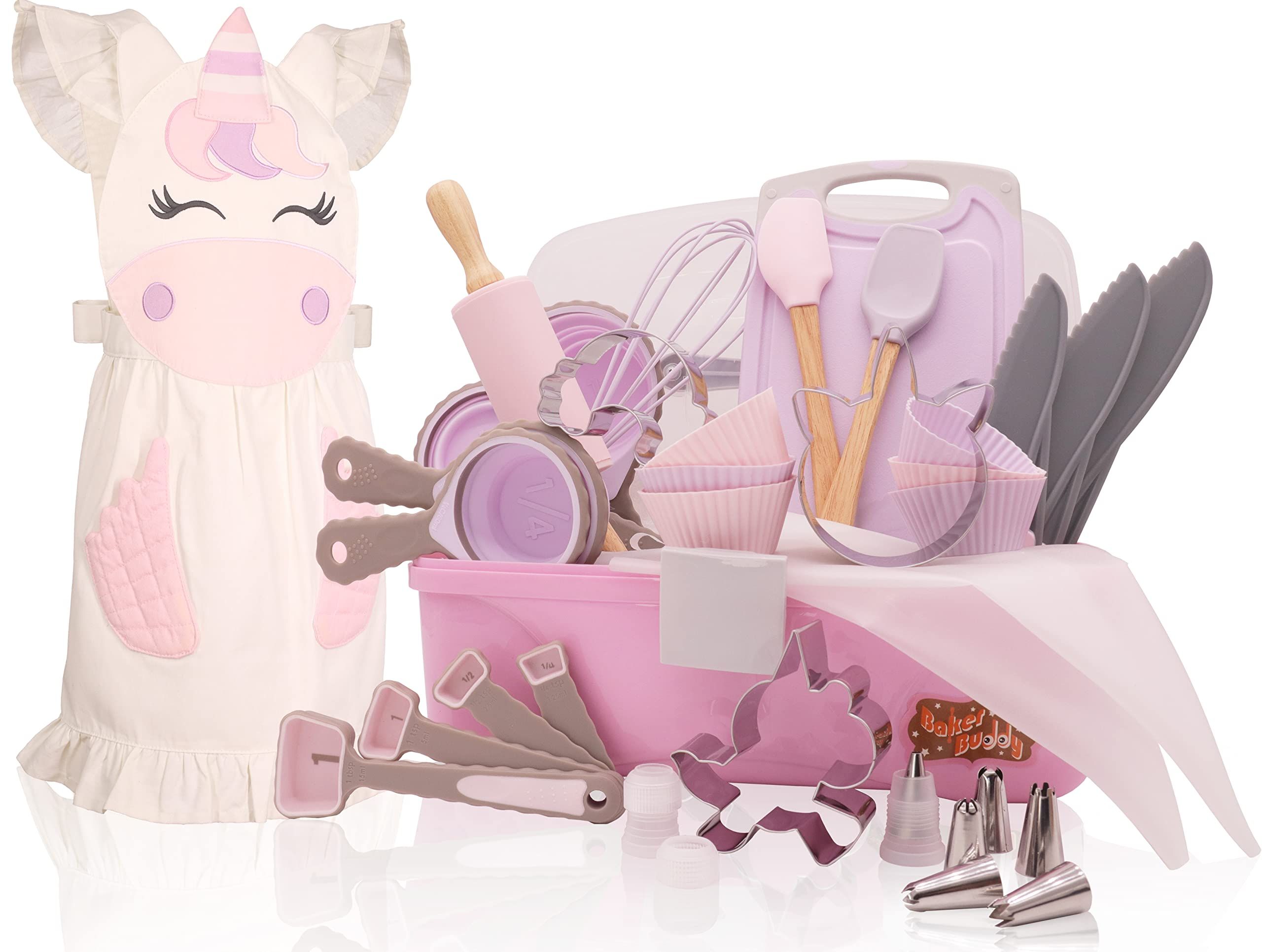 Unicorn Kids Baking Set with storage case, real working utensils, cookie cutters, and baking supp... | Amazon (US)