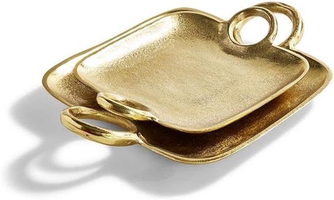 Two's Company Tozai Metropolitan Set of 2 Decorative Gold Trays with Handles | Amazon (US)