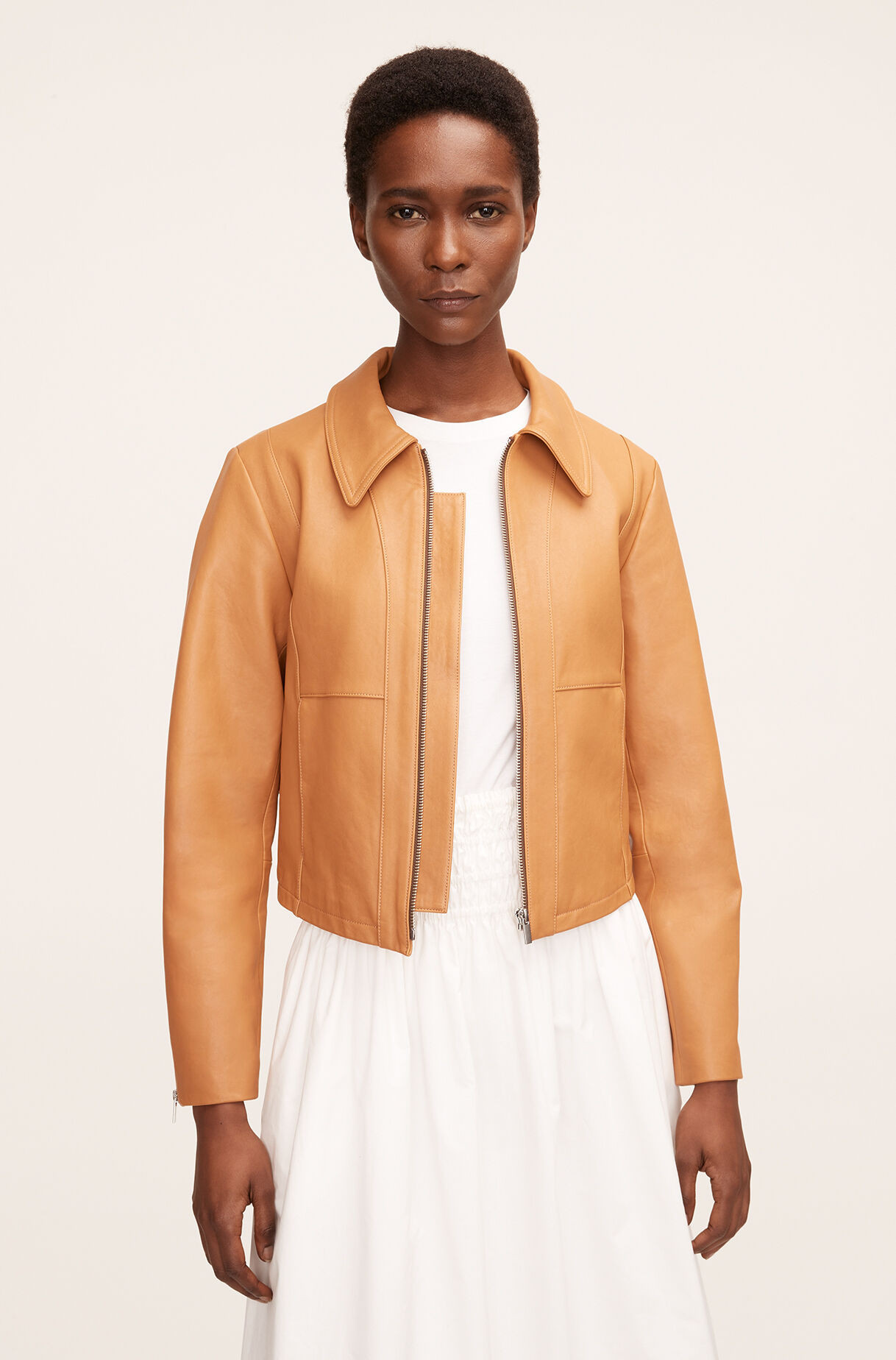 Pebbled Leather Moto Jacket | Rebecca Taylor