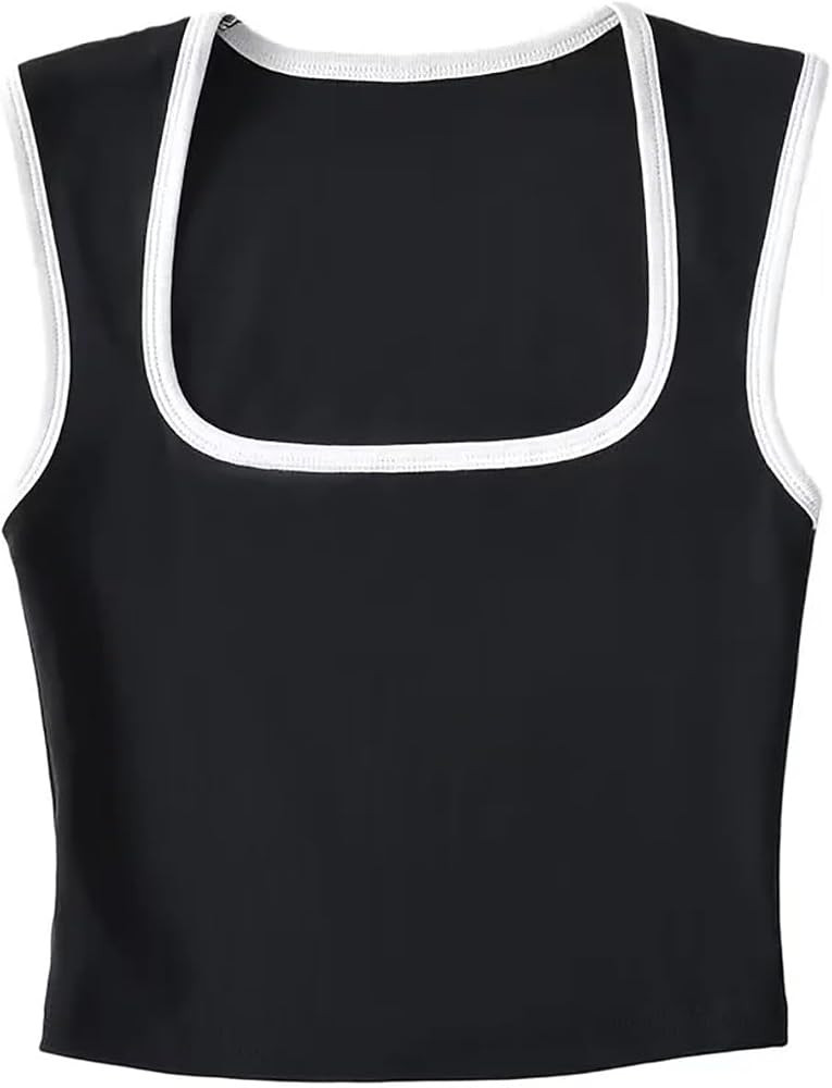 Womens Tank Tops Summer Sleeveless Scoop Neck Color Block Basic Slim Fitted Cami Tee Shirts Cropp... | Amazon (US)