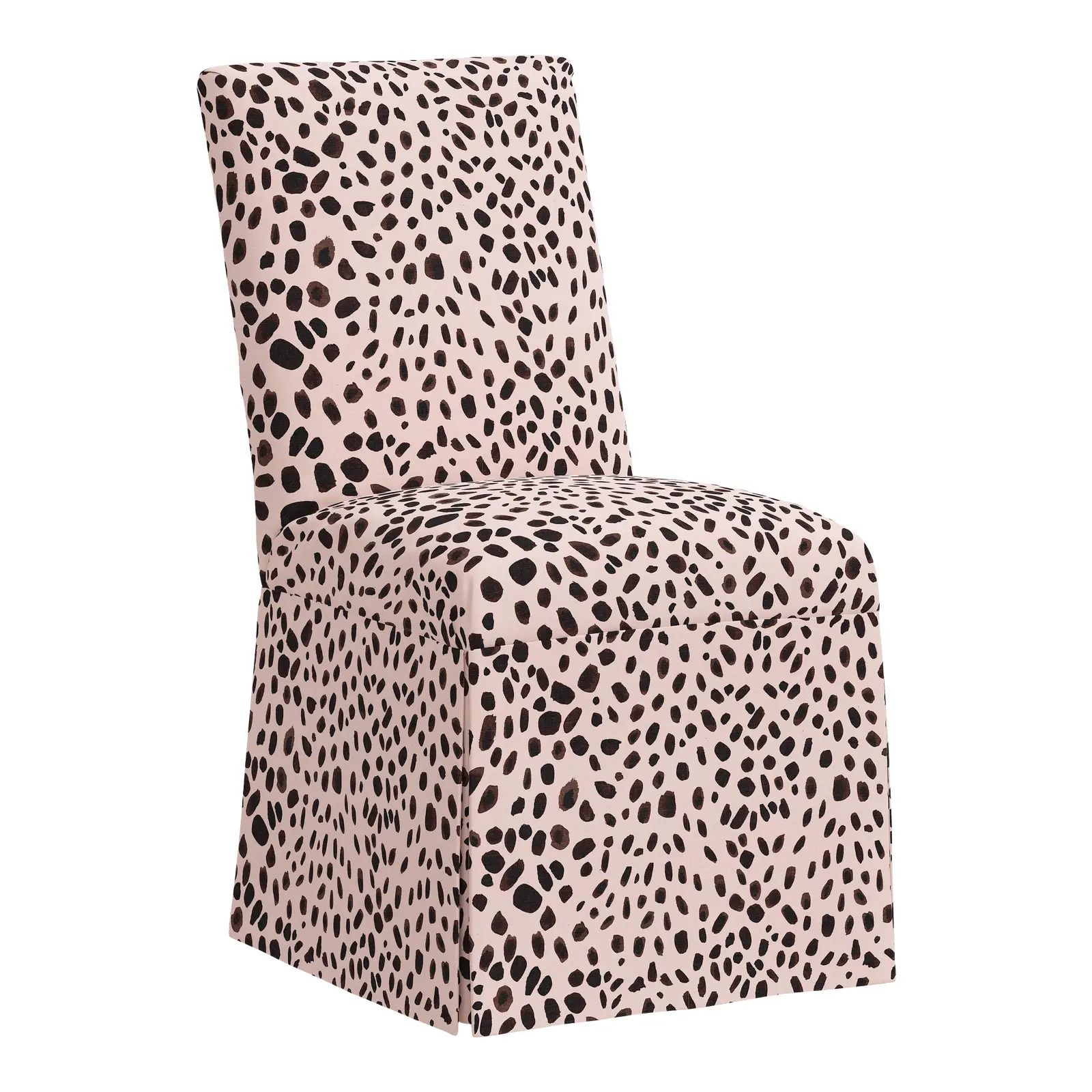 Slipcover Dining Chair in Washed Cheetah Pink Black | Chairish