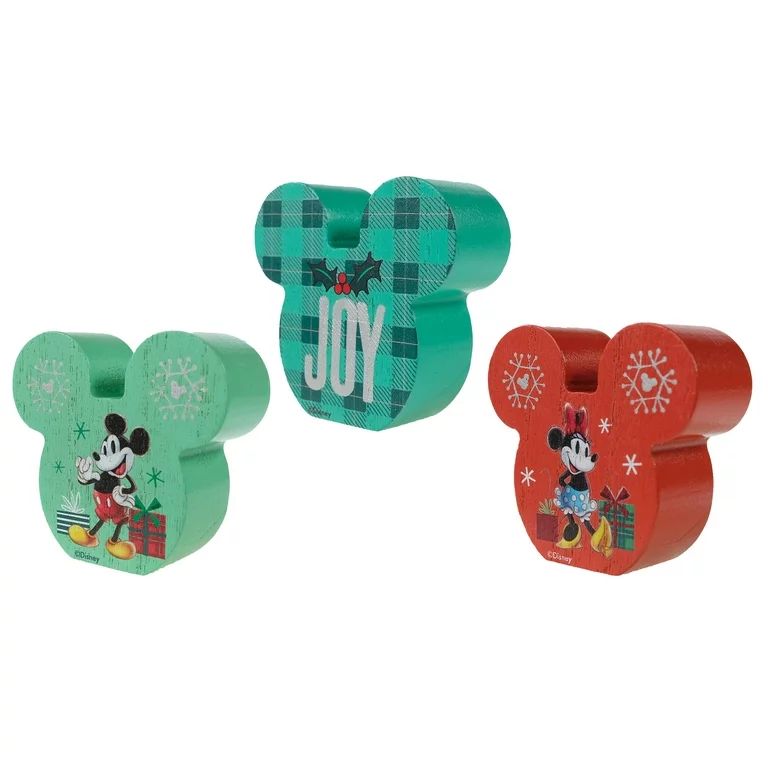 Disney, Mickey and Minnie Mouse , Joy, 3" Tall Tabletop Decoration Set, MDF | Walmart (US)