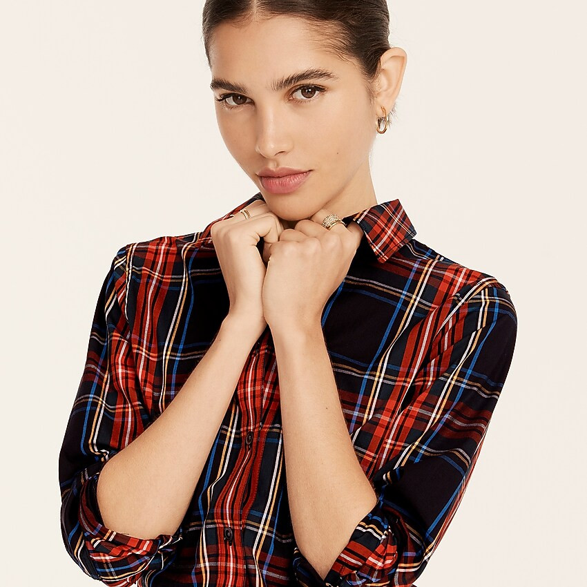 Slim-fit stretch cotton poplin shirt in Stewart tartan | J. Crew US