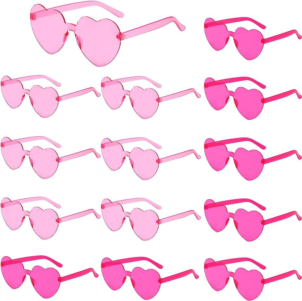 14 Pairs Heart Sunglasses for Women Transparent Heart Shaped Sunglasses Bulk Fun Sunglasses Pack ... | Amazon (US)
