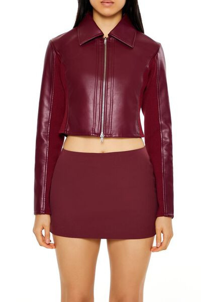 Faux Leather Cropped Moto Jacket | Forever 21