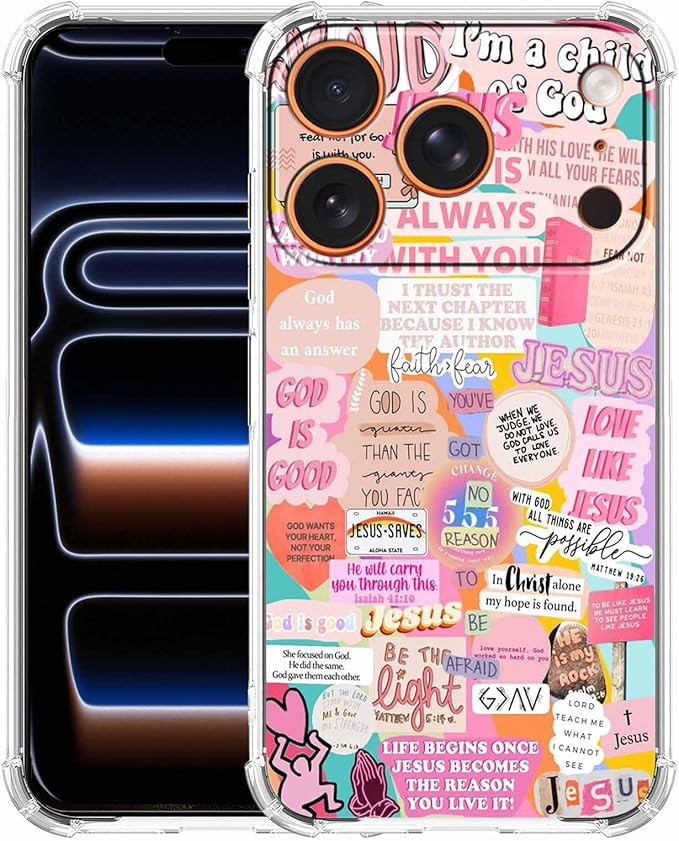 Case for iPhone 17 Pro Max with Christian Design,Jesus Bible Verse Christian Quotes Collage,Soft ... | Amazon (US)