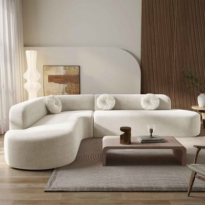 122'' Beige Fabric Upholstery Sectional Sofa,4 Seat Cozy Corner Sofa for Living Room,Curved High Resilience Foam Oversized Sectional Couch-Coolbibila | Target