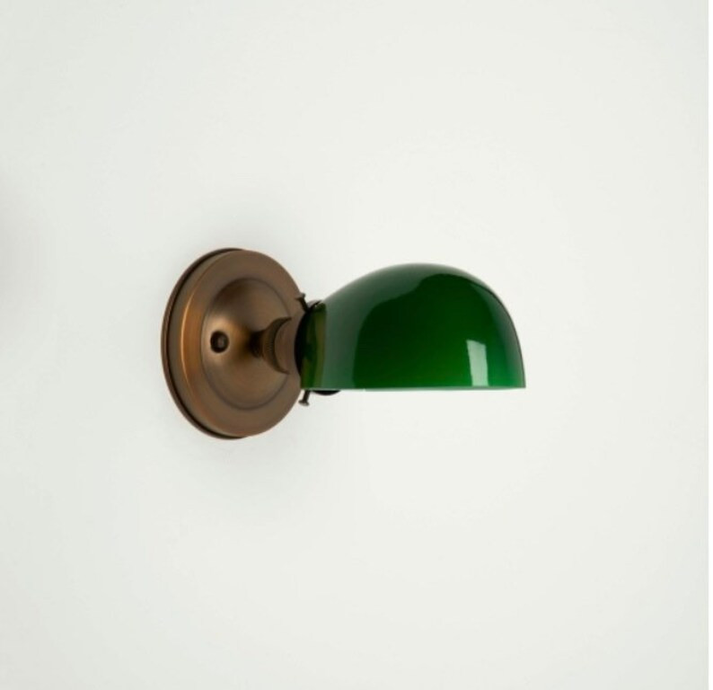 Mini Wall Sconce Lighting with Green  glass shade | Etsy (US)