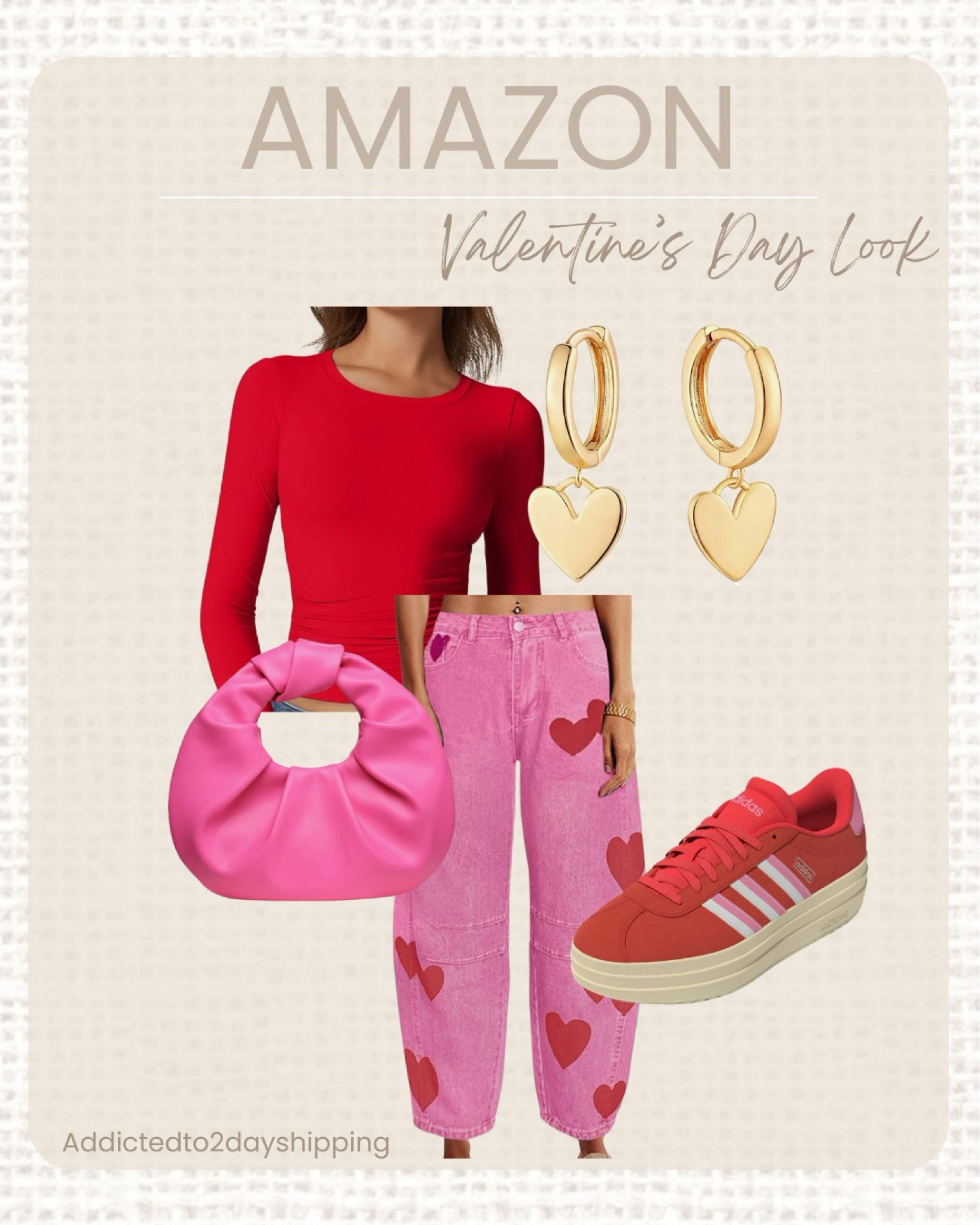 AMAZON- Valentines Day Look

I am obsessed with these pink barrel jeans with red hearts on them! They would be super cute for a casual Valentine’s Day look. I paired them with a long sleeve red crewneck top, and red pink and white adidas sambas! I accessorized when a pink handbag and gold heart earrings!


#LTKFindsUnder100 #LTKStyleTip #LTKSeasonal