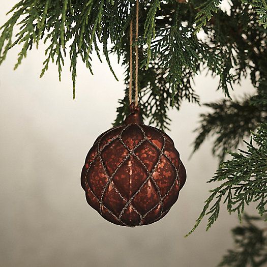 Metallic Ruby Textured Glass Globe Ornament | Terrain
