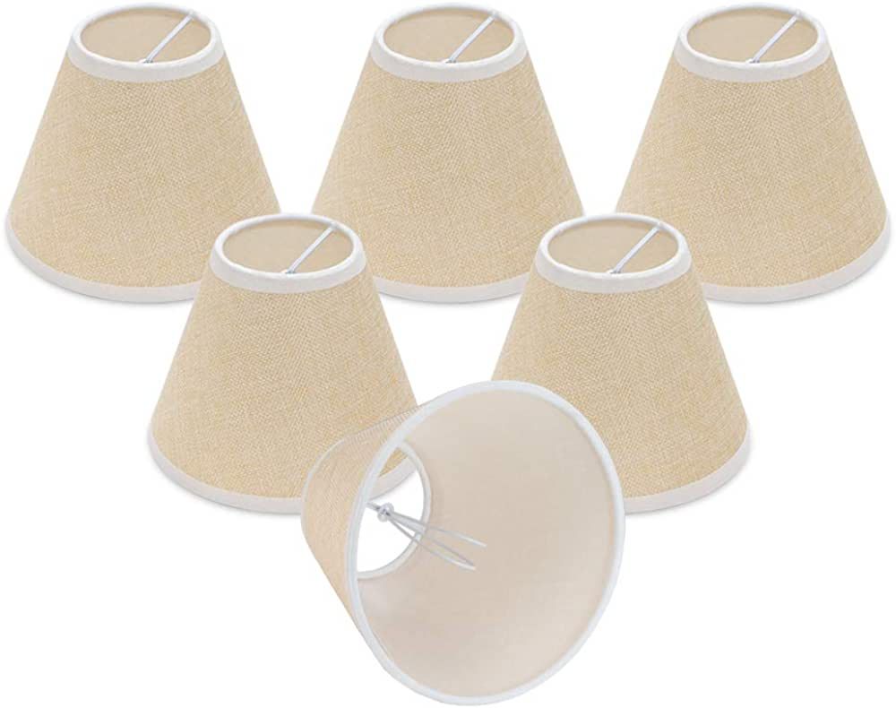 Wellmet Small Lamp Shade,ONLY for Candle Bulbs,Clip-on Drum Lamp Shades,Set of 6, 3" X 6" X 5", L... | Amazon (US)