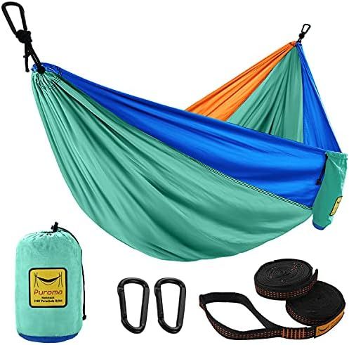 Puroma Camping Hammock Single & Double Portable Hammock Ultralight Nylon Parachute Hammocks with 2 H | Amazon (US)