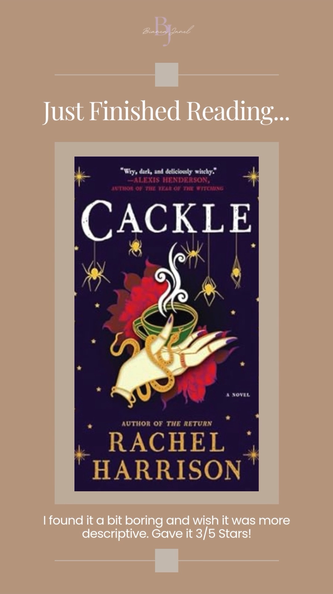 Just finished Cackle by Rachel Harrison! It delivered on the fall vibes, with witchy magic and cozy autumn settings. Though it was a bit slow for my taste, it still had some fun moments. Rated it a solid 3/5 stars. If you're looking for a light, spooky read, give it a try! 🍂📖🧙‍♀️ #biancajanel #FallReads #Cackle #RachelHarrison #SpookyBooks #FallBookVibes #BookReview #BookLover #AutumnReading #WitchyReads #CozySeason #BookRec #CurrentlyReading #FallFeels #SeasonalReads #LTKReads 

#LTKGiftGuide #LTKFindsUnder50 #LTKHoliday