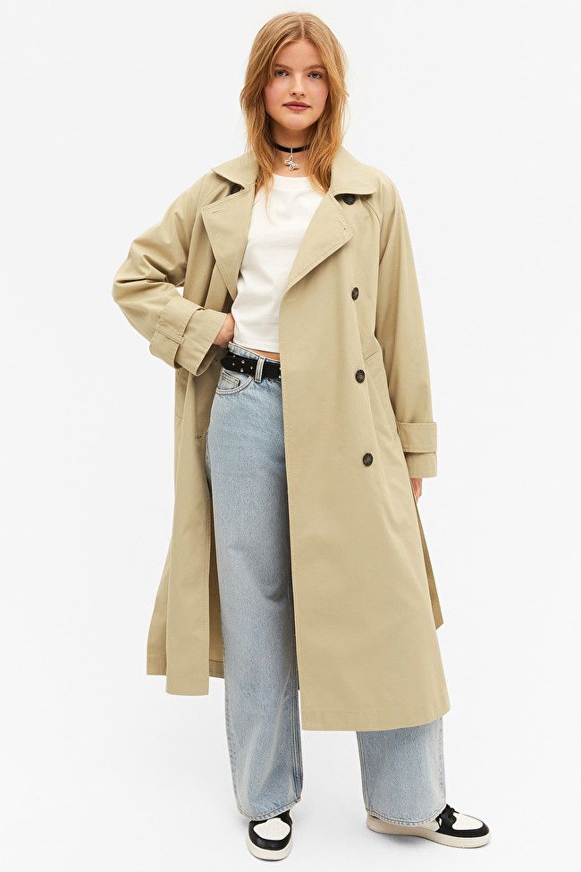 Double breasted front trench coat | Monki