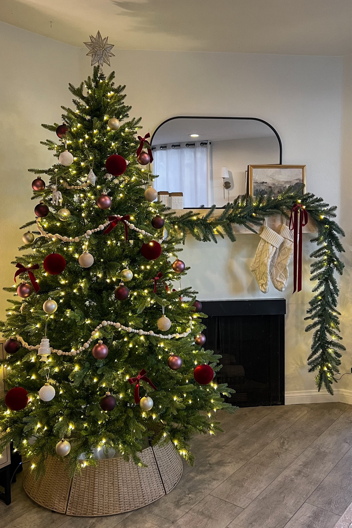 Christmas tree decor, burgandy ornaments, Christmas mantel decor 

#LTKHoliday #LTKFindsUnder50 #LTKHome