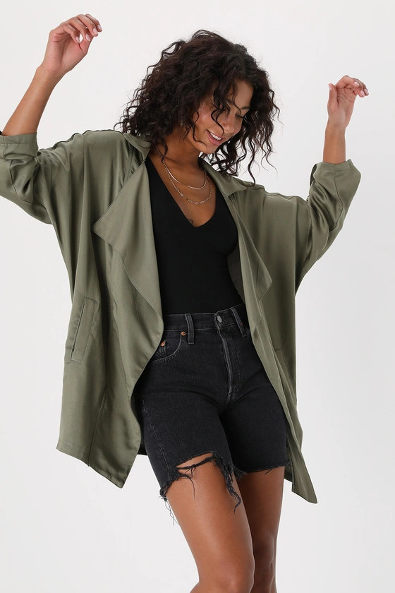 Lucky Break Olive Oversized Jacket | Lulus (US)