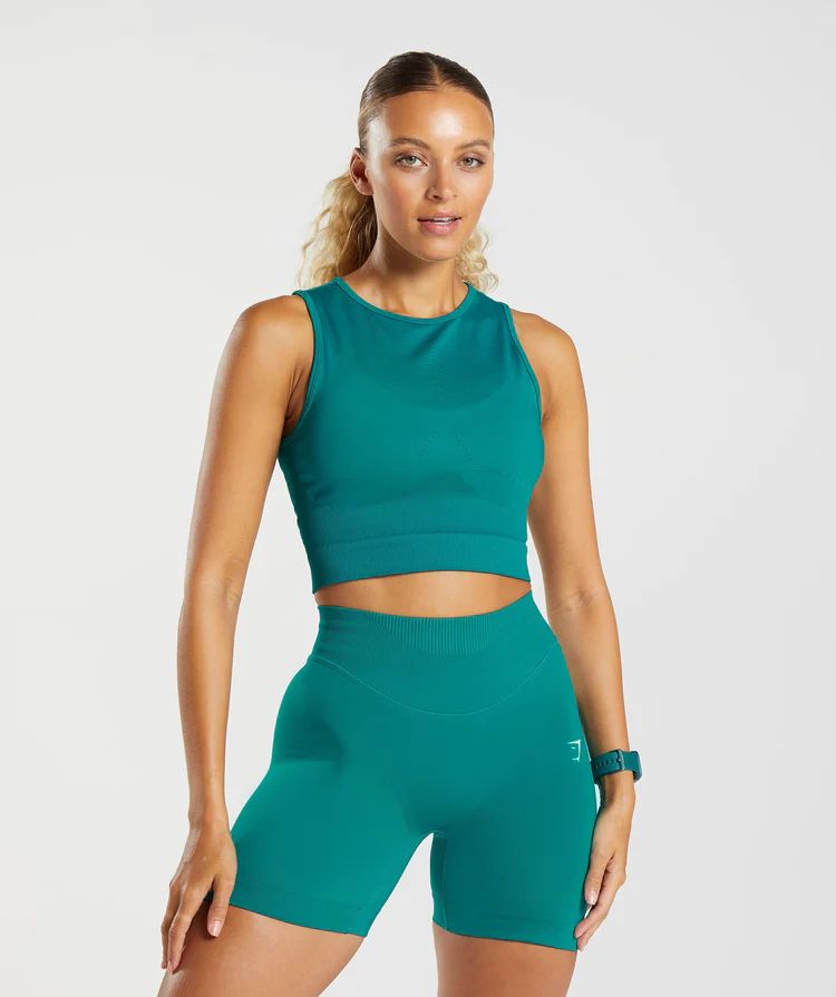 Gymshark Sweat Seamless Midi Tank - Rich Teal | Gymshark (Global)