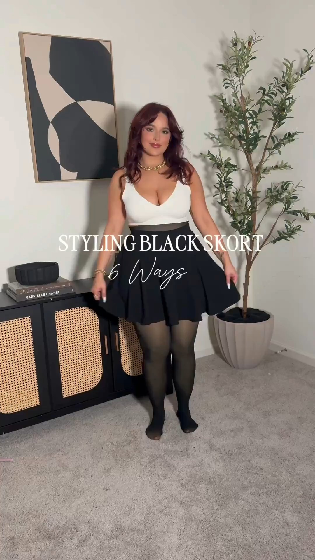 Outfit 1:
Skort: XL 
Tights:xxl sized up! 
Mesh top: XL 
Blazer: XL 

Outfit 2:
Top: XL 

Outfit 3:
Cardigan: XL 

Outfit 4:
Cadigan: L/XL

Outfit 5:
Cardigan: XL

Outfit 6:
Sweater: L 



#LTKMidsize #LTKStyleTip