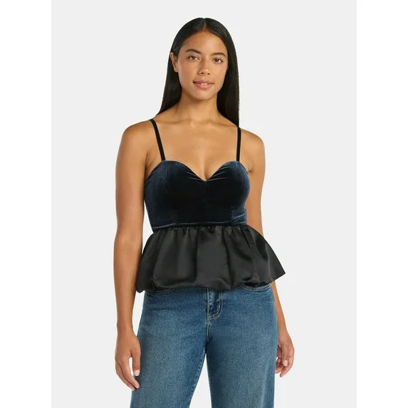 Madden NYC Women's Sleeveless Velour Bubble Hem Top, Sizes XXS-XXL | Walmart (US)