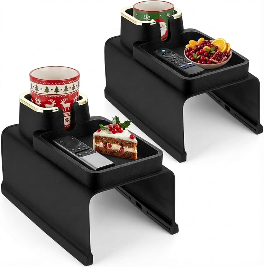 2 Pcs Couch Cup Holder Tray Silicone Anti-Spill Anti Slip Sofa Armrest Drink Holder Weighted Couc... | Amazon (US)