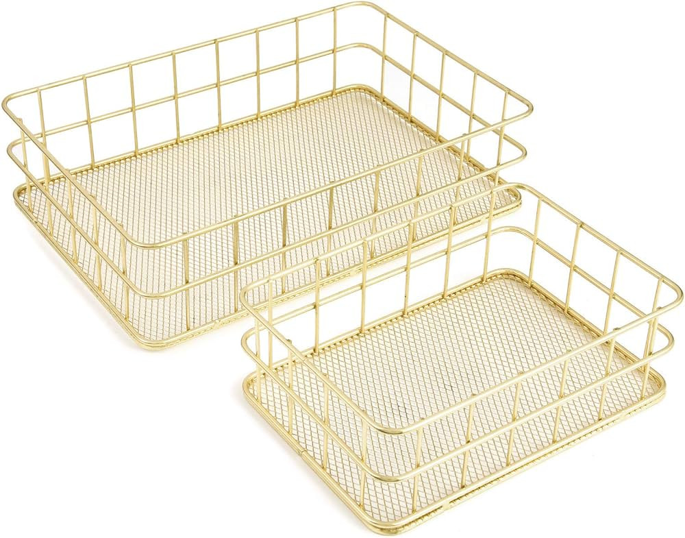 Wire Baskets, Wire Mesh Organizer Basket, Desk Drawer Countertop Freezer Storage Organizing Baske... | Amazon (US)