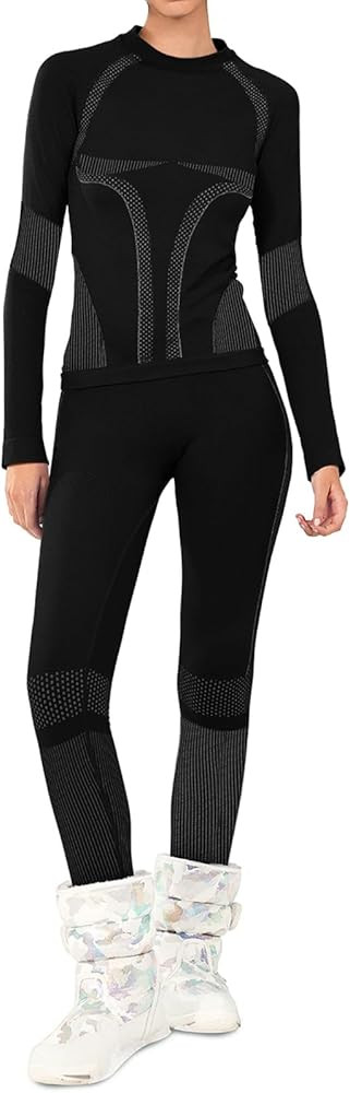 Yousify Womens Thermal Underwear Sets Winter Ski Breathable Long Johns with Long Sleeve Shirts Ba... | Amazon (US)