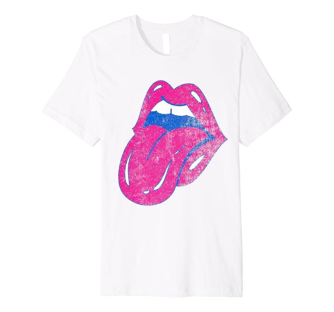Hot Pink Lips Mouth Tongue Out Premium T-Shirt | Amazon (US)