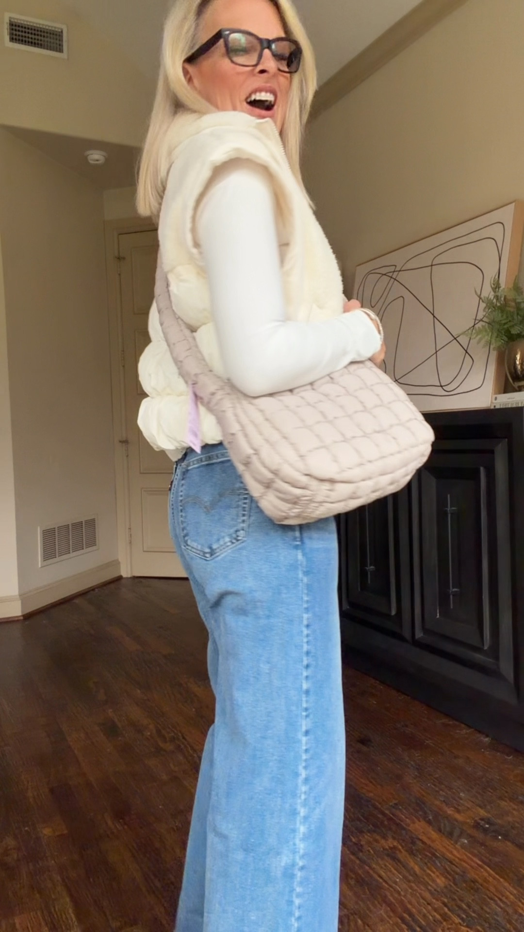 Great gifts and ships fast 

This puffy furry vest is a fave. For any girl in your life!True size
Denim - omg these Levi’s are fantastic, I recommend sizing up one size.

This puffy bag is $20 and makes a great gift. In fact it was brought as a favorite things to my party last year.

Target 

#LTKHoliday #LTKU #LTKGiftGuide