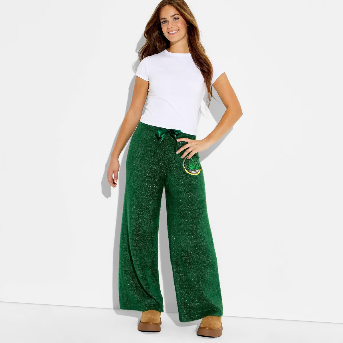 Wicked x Katie Kime Women's Graphic Sweater Pants - Emerald Green XXL | Target