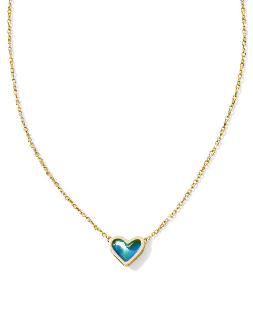 Framed Ari Heart Gold Short Pendant Necklace in Mood Stone | Kendra Scott