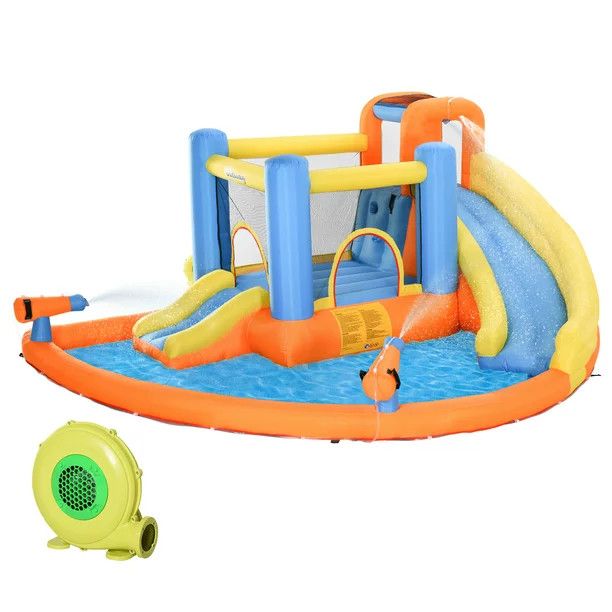 Outsunny Kids Inflatable Water Slide 5-in-1 Bounce House Water Park Jumping Castle with Water Poo... | Walmart (US)