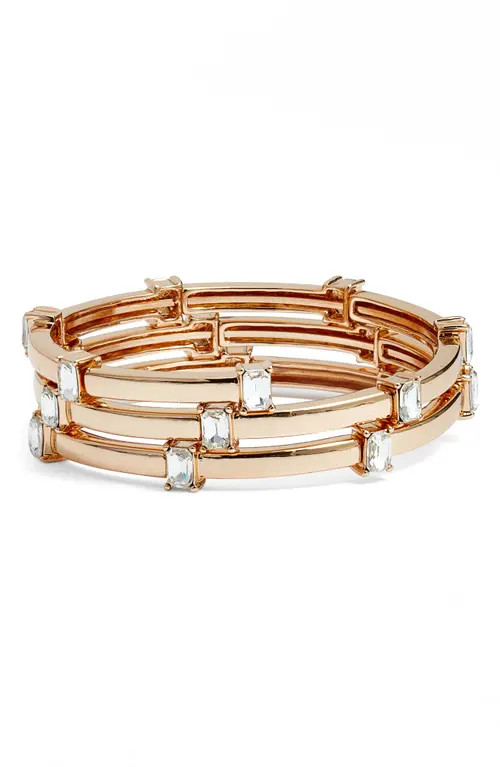 Nordstrom Square Stone Coil Cuff Bracelet in Clear- Gold at Nordstrom | Nordstrom