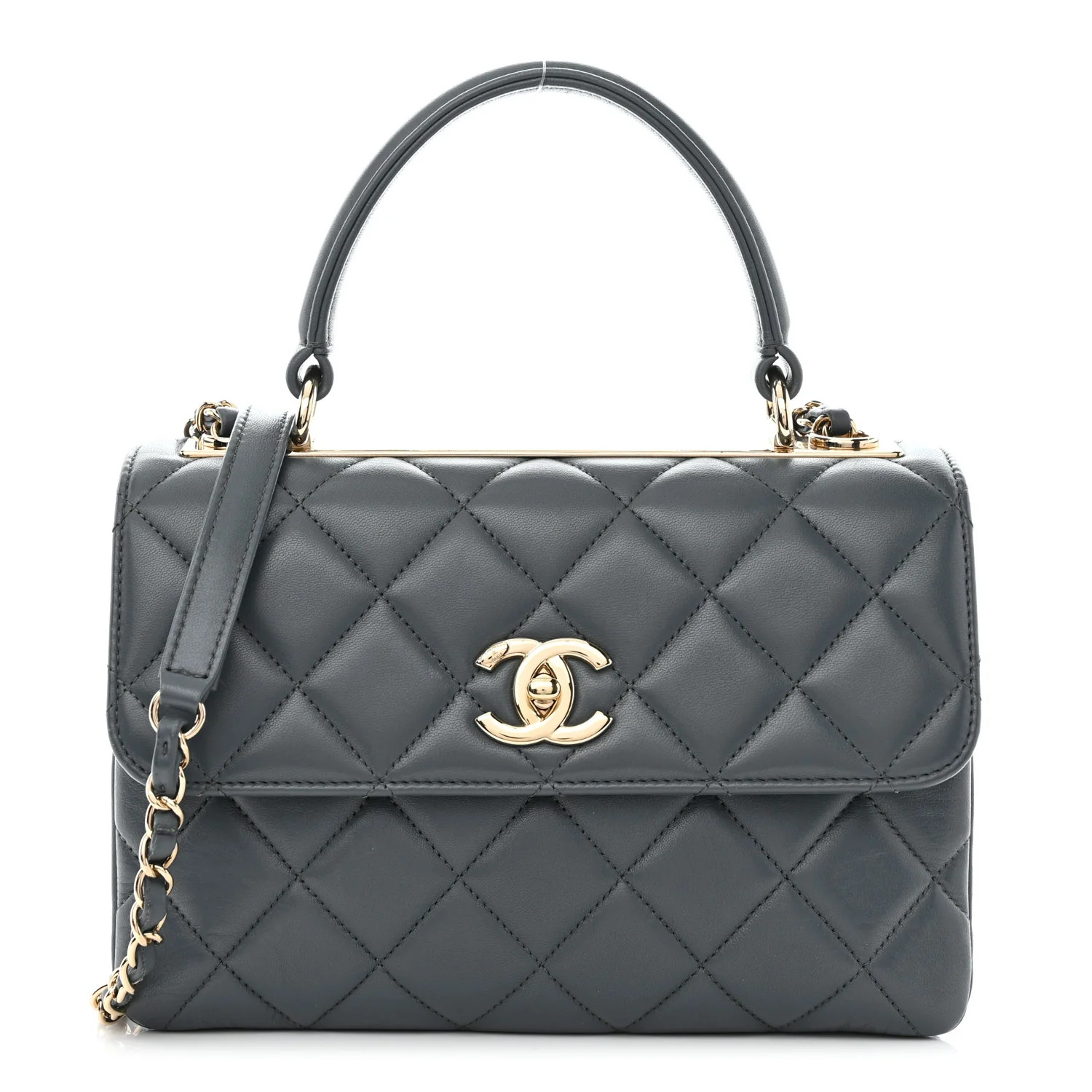 CHANEL Lambskin Quilted Small Trendy CC Dual Handle Flap Bag Grey | FASHIONPHILE (US)