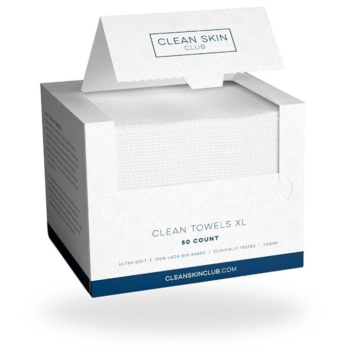 Clean Skin Club Clean Towels XL, 100% USDA Biobased Dermatologist Approved Face Towel, Disposable... | Amazon (US)