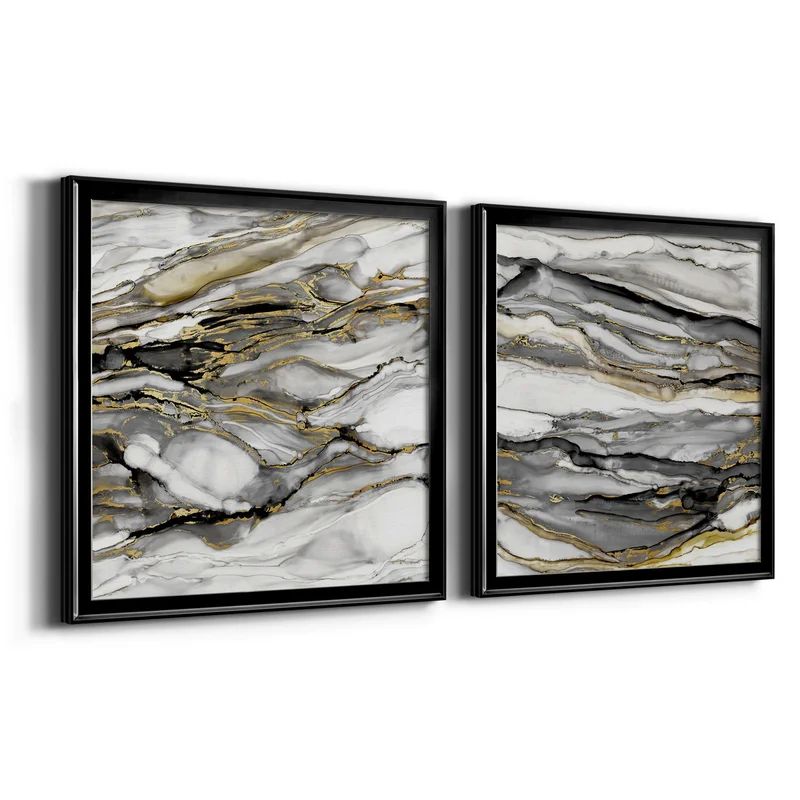 Marbled Gold I - 2 Piece Picture Frame Print on Canvas (Set of 2) | Wayfair North America