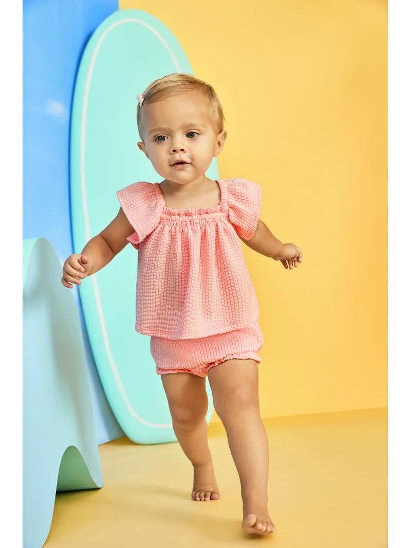 Garanimals Baby Girl Seersucker Ruffle Bloomer Shorts, Sizes 0-24 Months | Walmart (US)