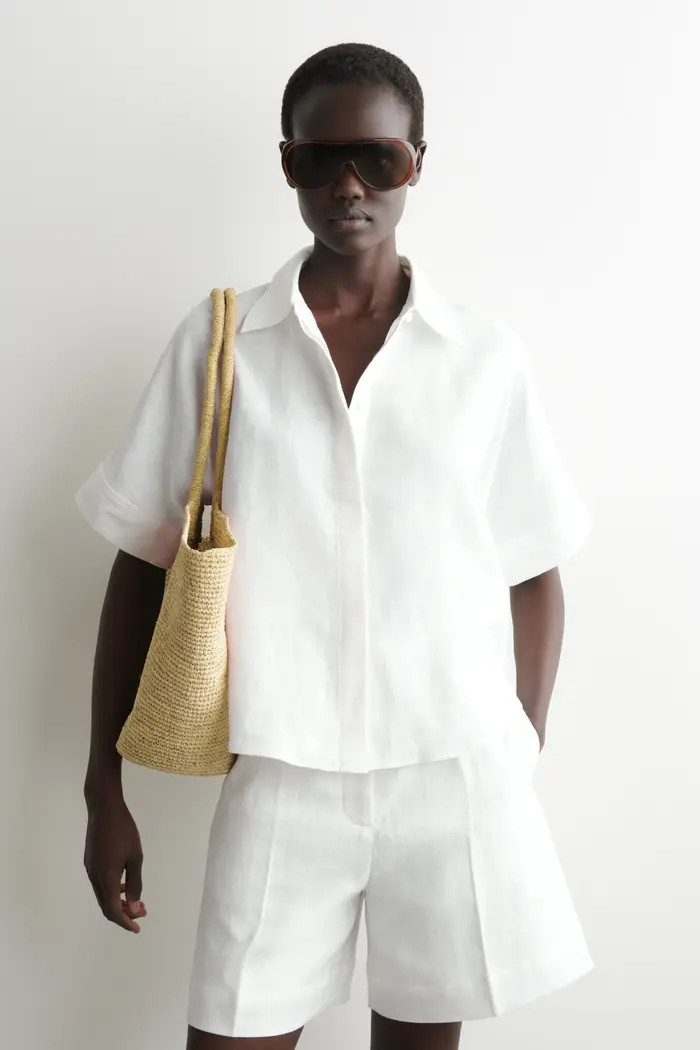 COS Oversized Short-Sleeved Linen Shirt | Nordstrom | Nordstrom