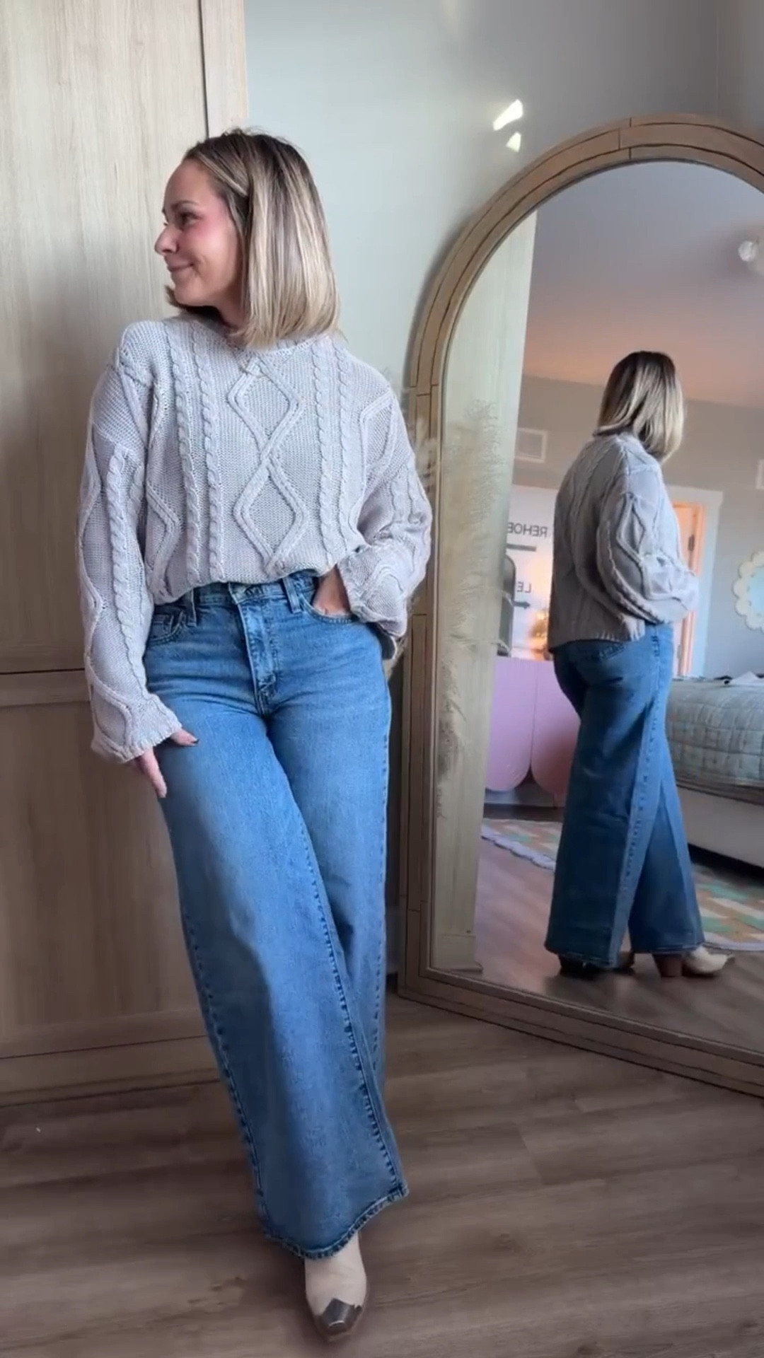 These jeans are doing the most… in the best way. ✨ The Levi’s 728 wide leg fit gives major elongation vibes, that high rise cinches in and the tailored leg flows so effortlessly. Perfect for brunch, playground duty, or when you actually have plans afterwards. 

levi jeans, women’s jeans, casual outfit, trendy outfit, petite friendly, cozy sweater, holiday ootd, holiday outfit 


#LTKHoliday #LTKootd #LTKPetite